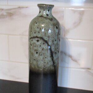 Tall and Unique Turquoise and Brown Vase